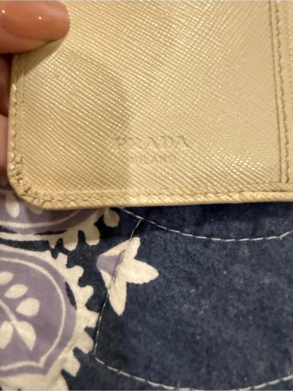 Authentic Prada Cream Saffiano Zip Around Wallet with Gold Logo